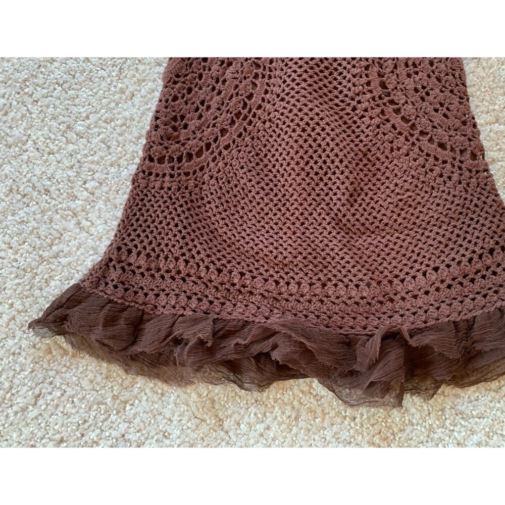 Free People Brown Crochet Mini Tunic Dress - Picture 6 of 8